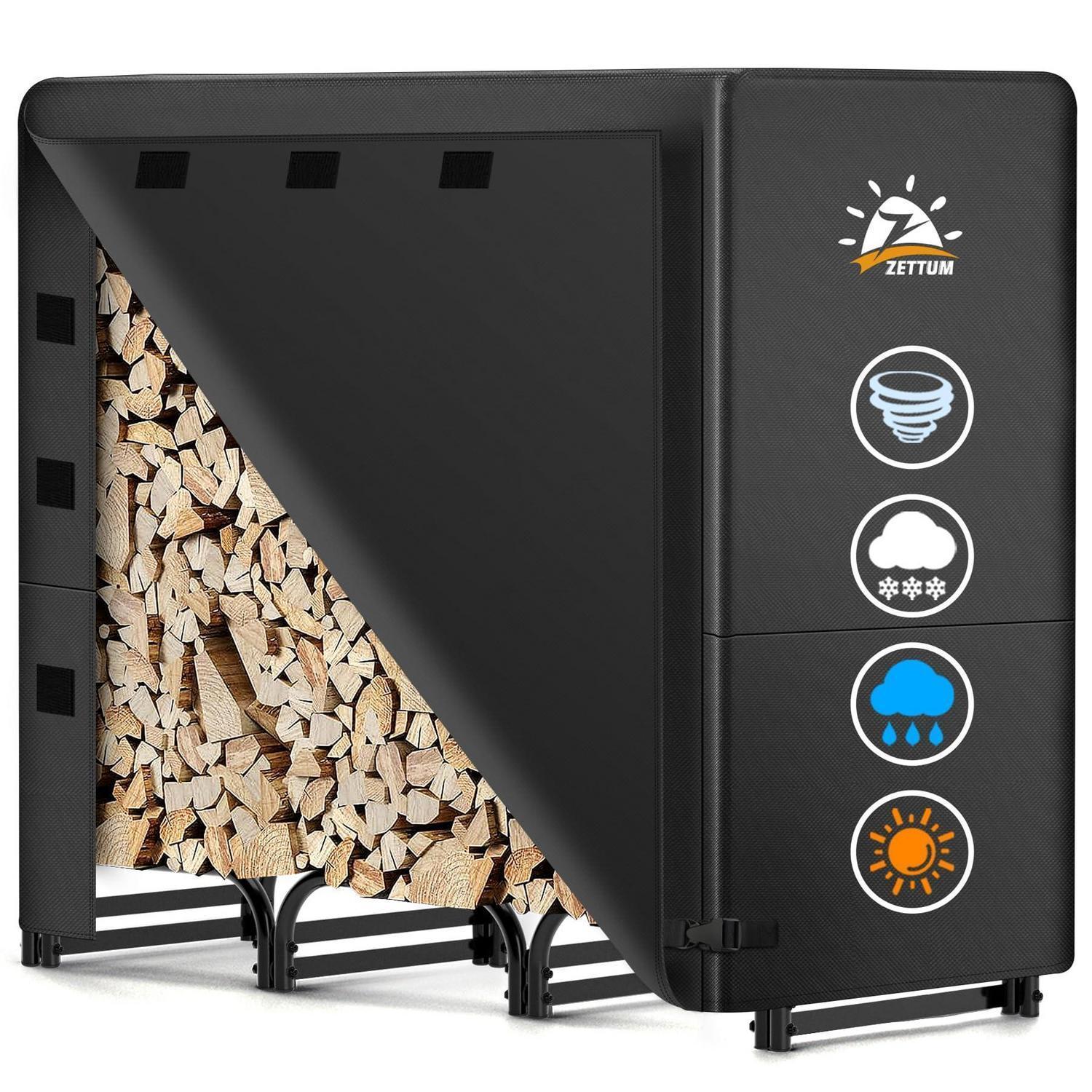 Kaminholzregal Mit Abdeckung 121x35x121cm, Metall, Wetterfest, Stabil