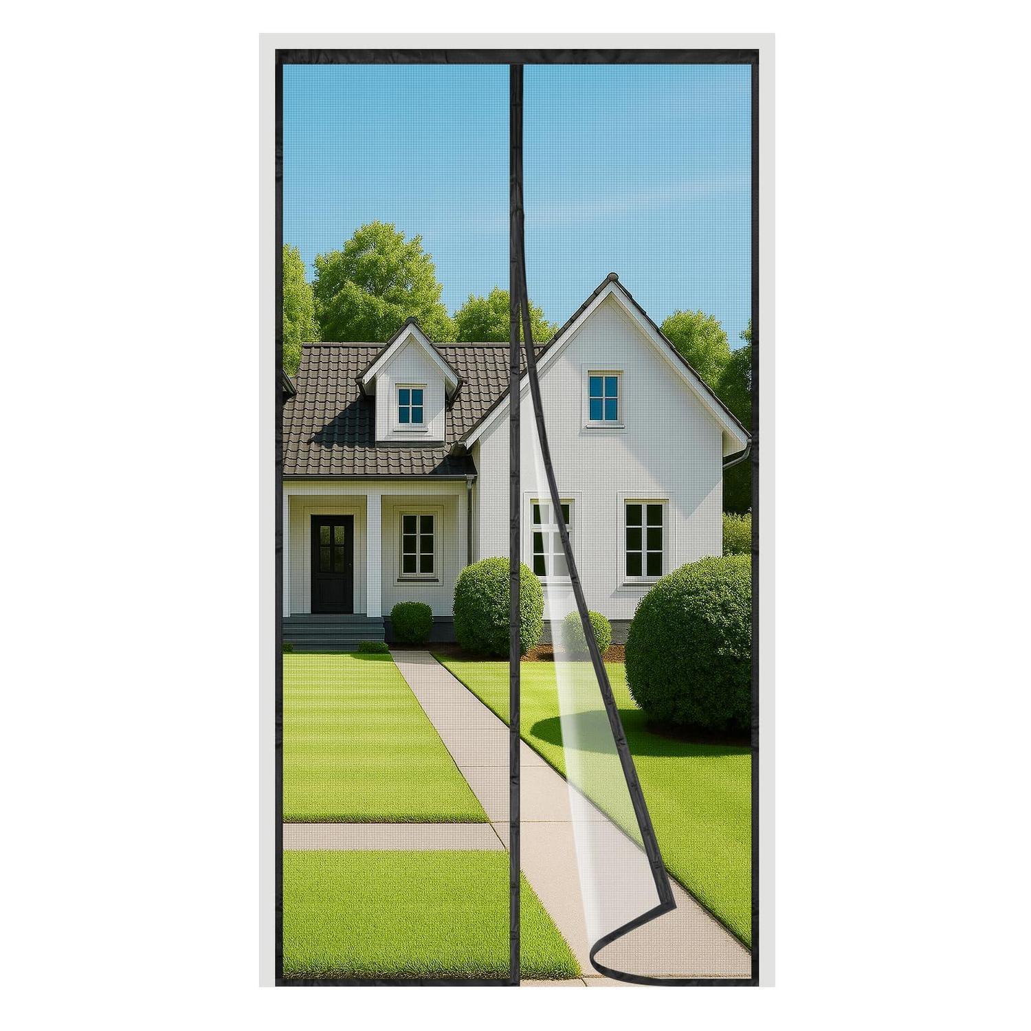 Fliegengitter Balkontür 140x240cm, Magnetverschluss, Ohne Bohren, Insektenschutz Schwarz
