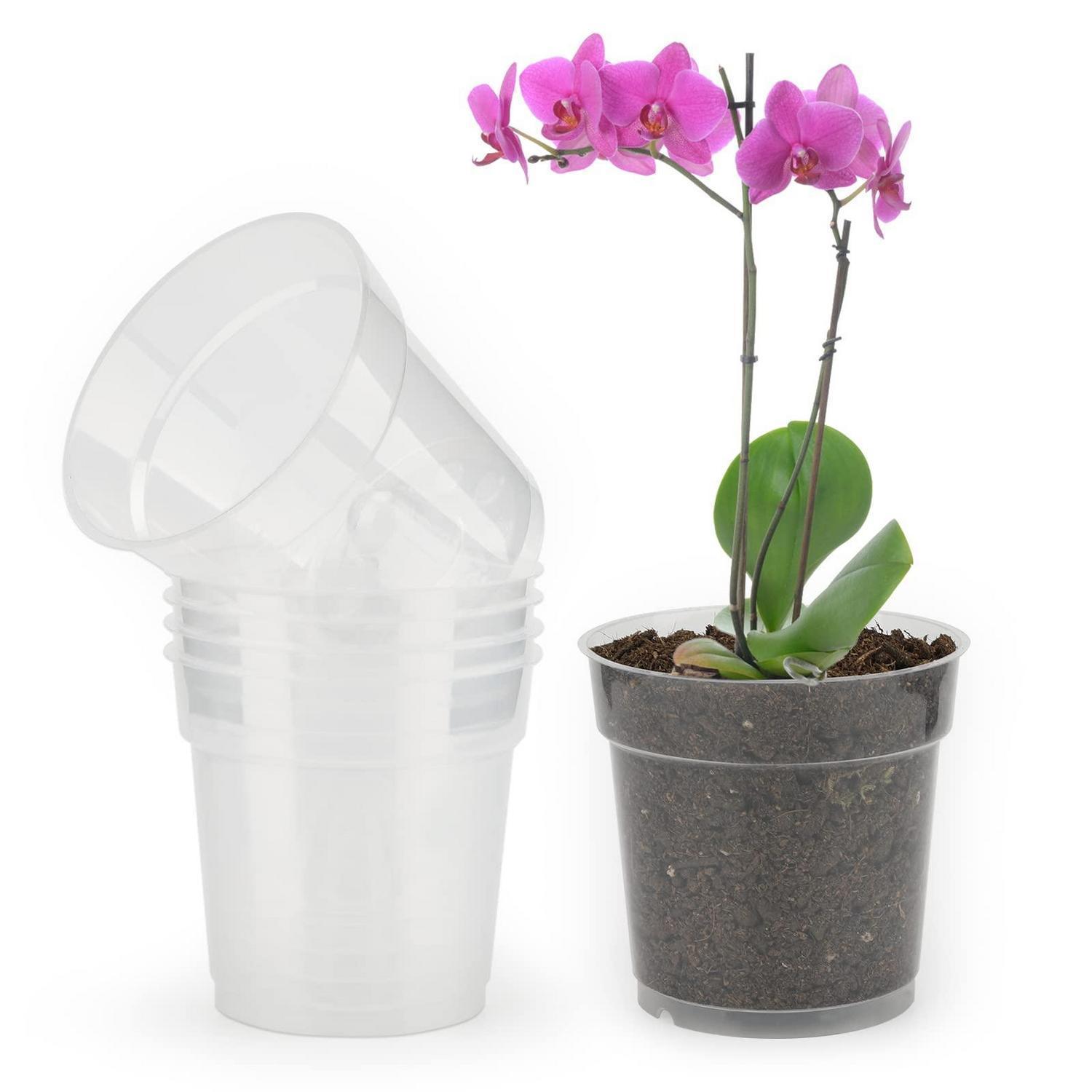 6x Orchideentöpfe 11.5cm Transparent Mit Drainageloch Für Sukkulenten & Kakteen