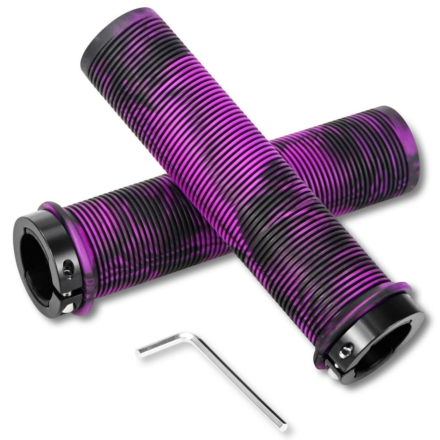 Fahrradgriffe Mtb Lenkergriffe Scooter Griffe 22mm Gummi Mit Aluminium Lock Violett