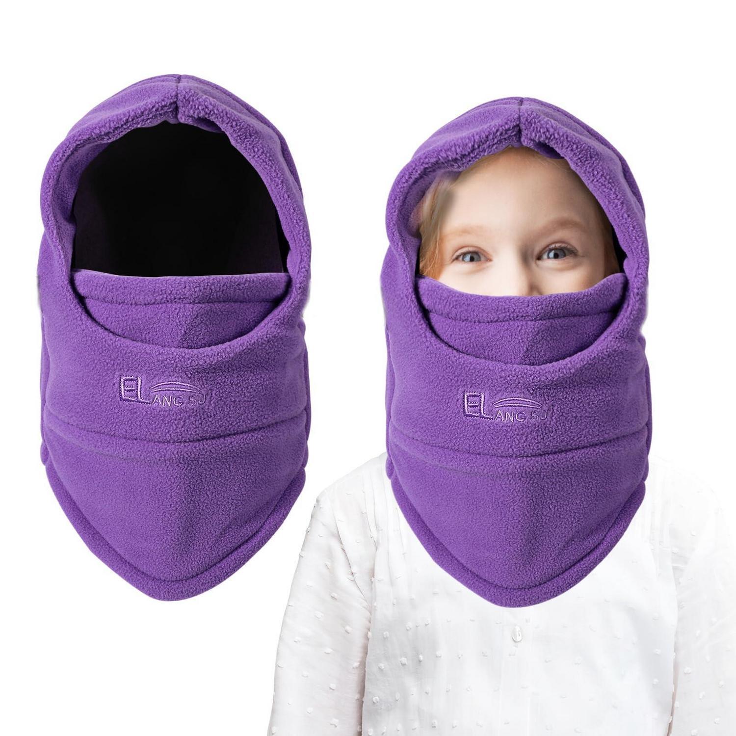 Kinder Sturmhaube Fleece Thermo Winddicht Verstellbar 4-12 Jahre Violett