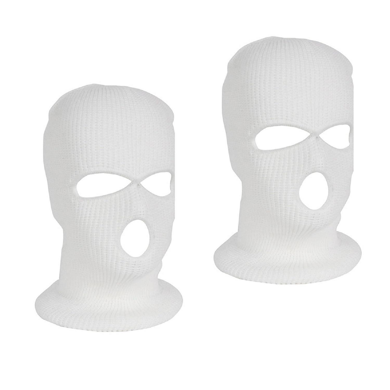 2er Pack Sturmhaube 3-loch Strickmaske Für Motorrad & Outdoor, Einheitsgröße, Weiß