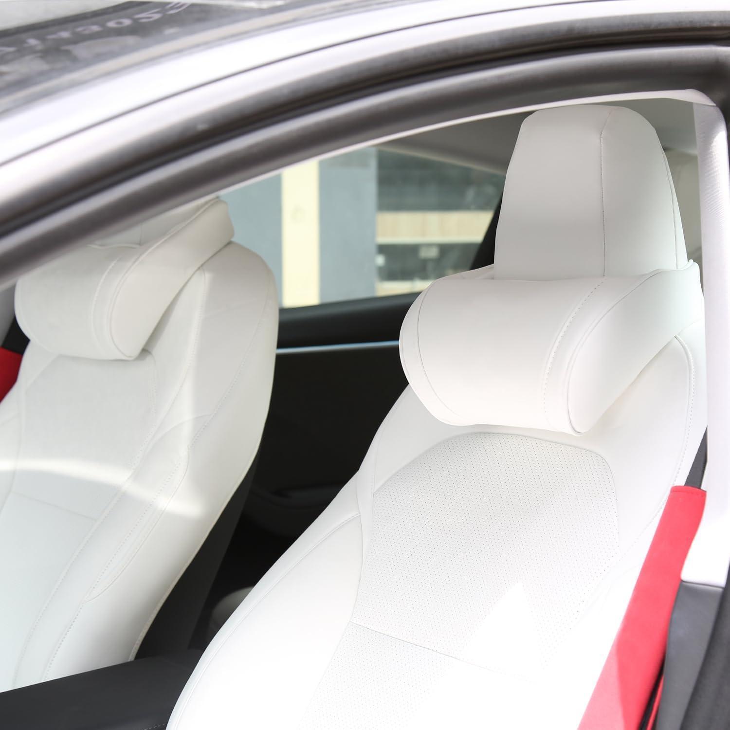 Auto Nackenkissen 2 Stück Weiß, Verstellbar Für Reise & Büro
