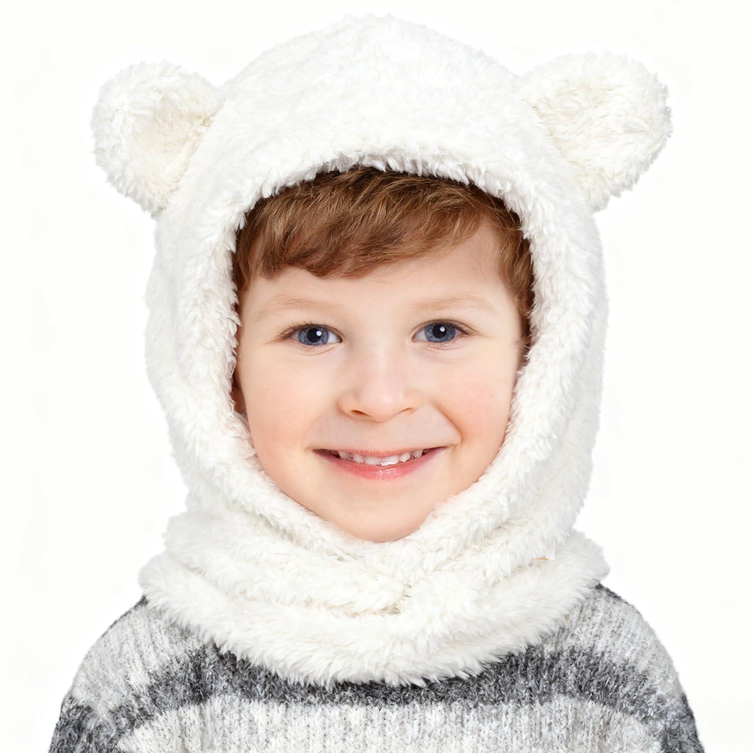 Kinder Fleece Schlupfmütze Mit Schal, Warm & Winddicht, 1-6 Jahre
