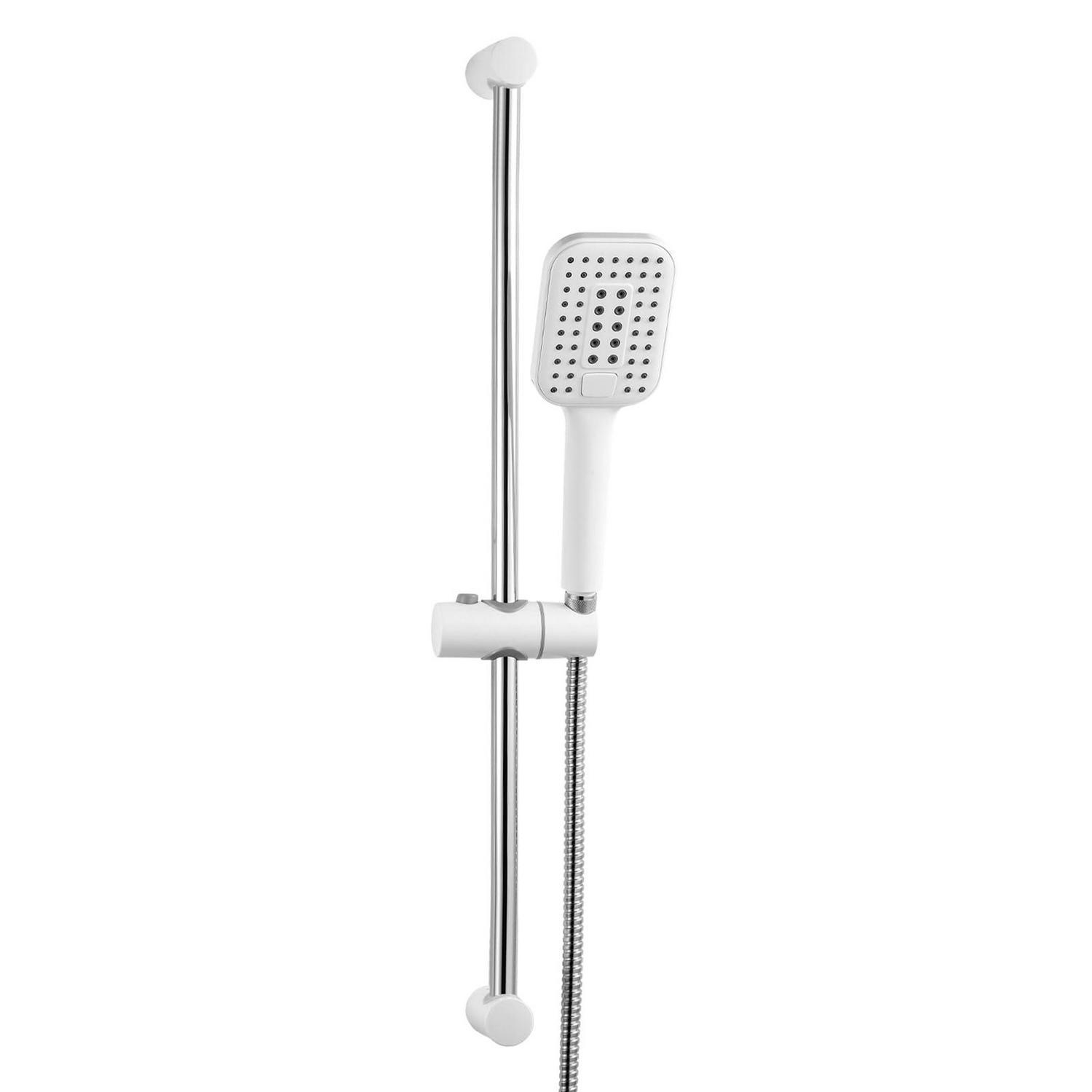 Duschset Edelstahl 70cm Mit Brause, 3 Strahlarten, Verstellbar, Weiß