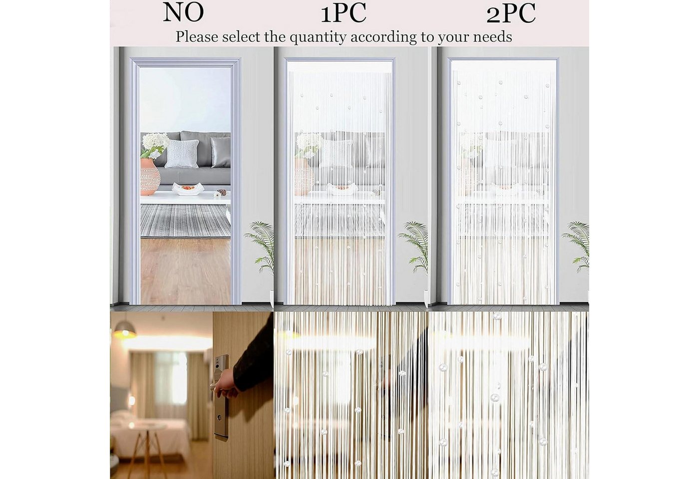 Fadenvorhang Mit Perlen 100x200cm Insektenschutz Für Balkontür & Raumteiler Bild 5