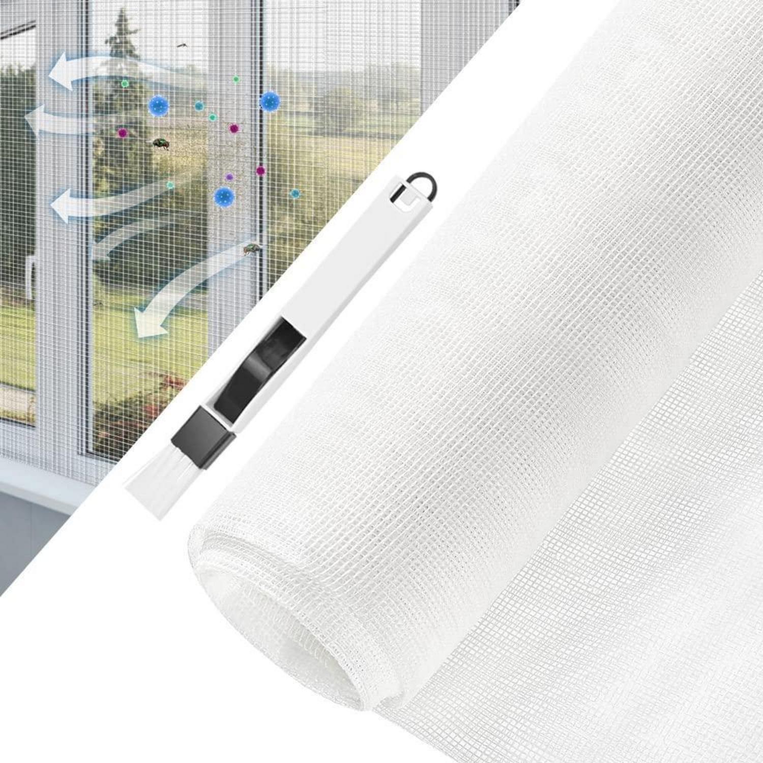 Fliegengitter Fenster 120x250cm Meterware Fiberglas Insektenschutz Mit Reinigungsbürste Weiß