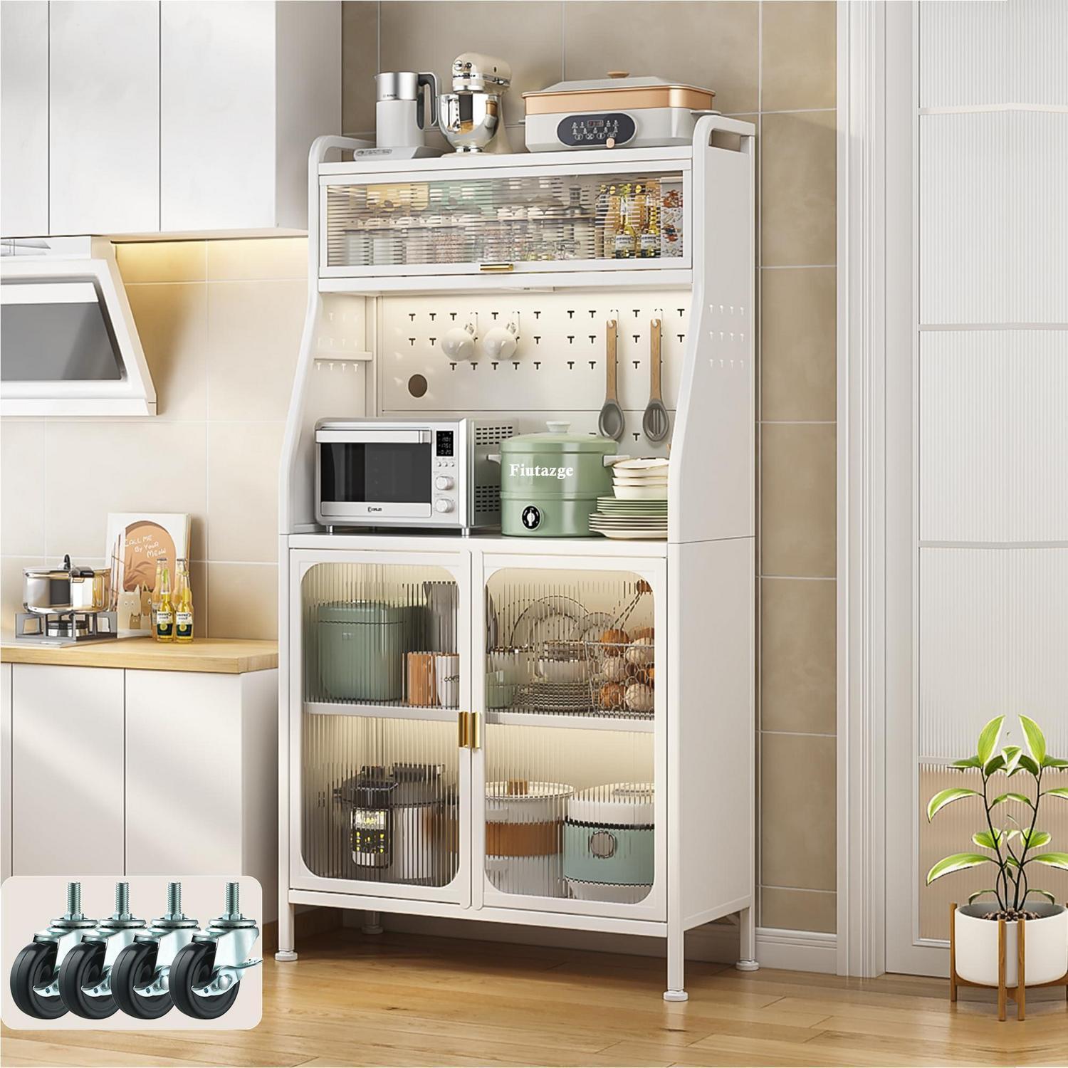 Küchenschrank Mit Arbeitsplatte, 160x66cm, Weiß, Mit Rollen & Verstellbaren Füßen