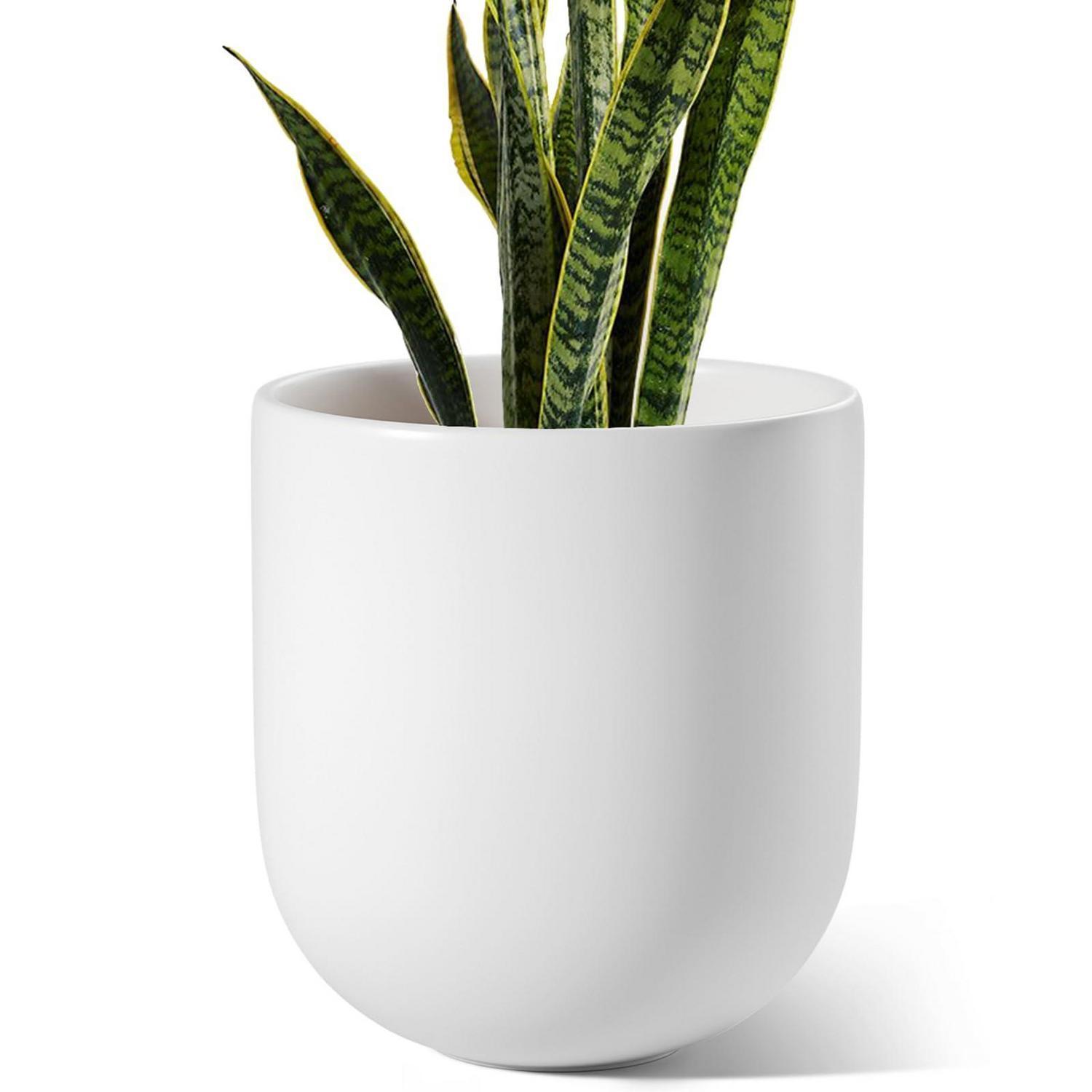 Übertöpfe Keramik 25 Cm Mit Abflussloch, Minimalistisch, Weiß