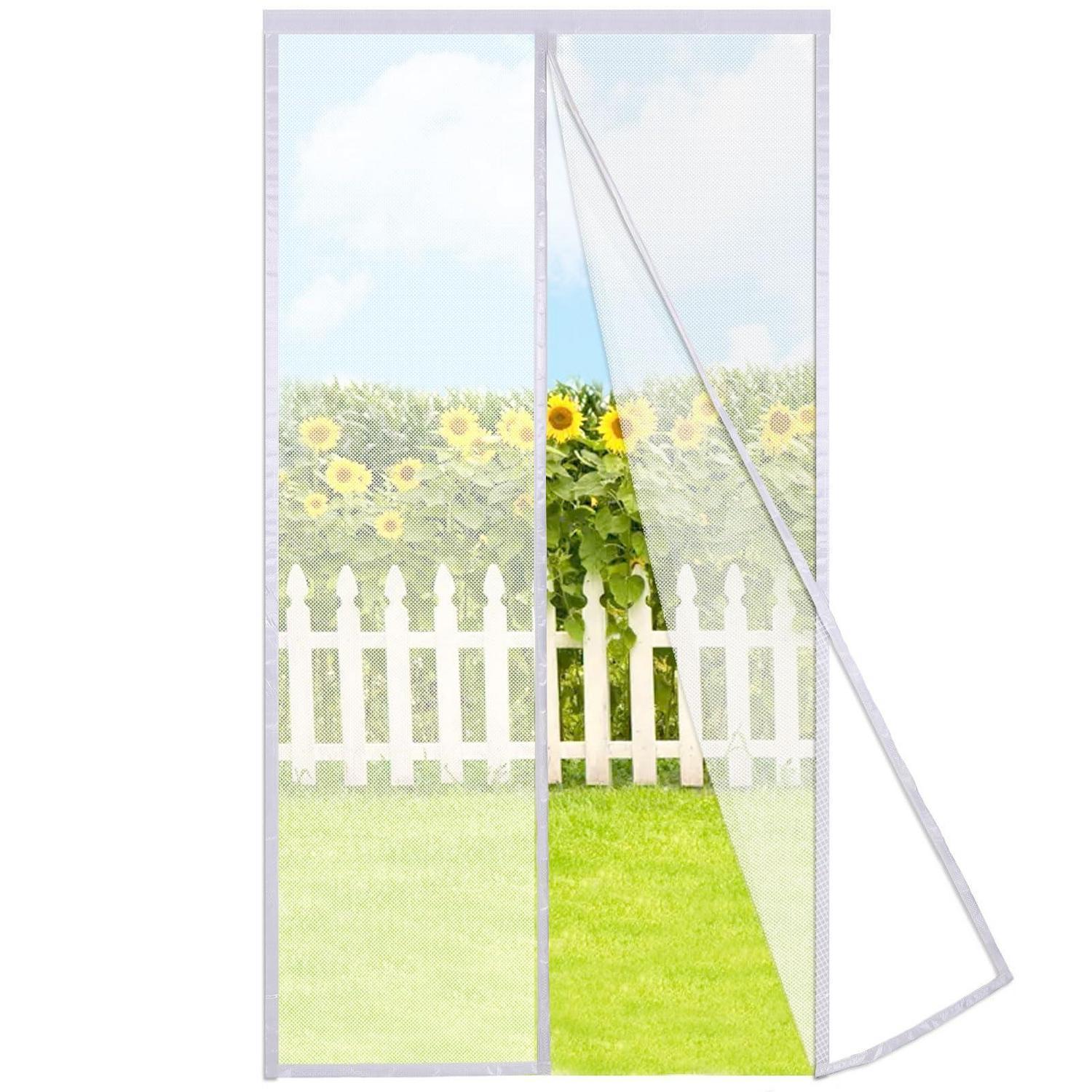 Magnetisches Fliegengitter Für Balkontür 75x230cm, Weiß, Ohne Bohren, Selbstschließend