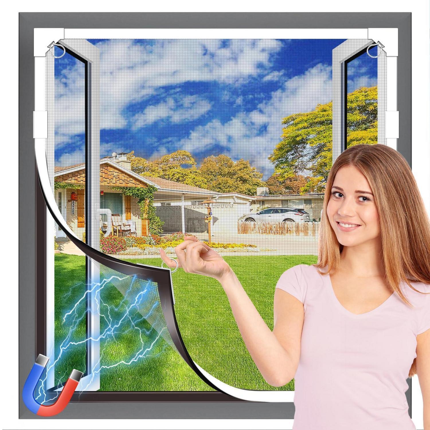 Magnetisches Fliegengitter Fenster 130x150cm, Zuschneidbar, Ohne Bohren