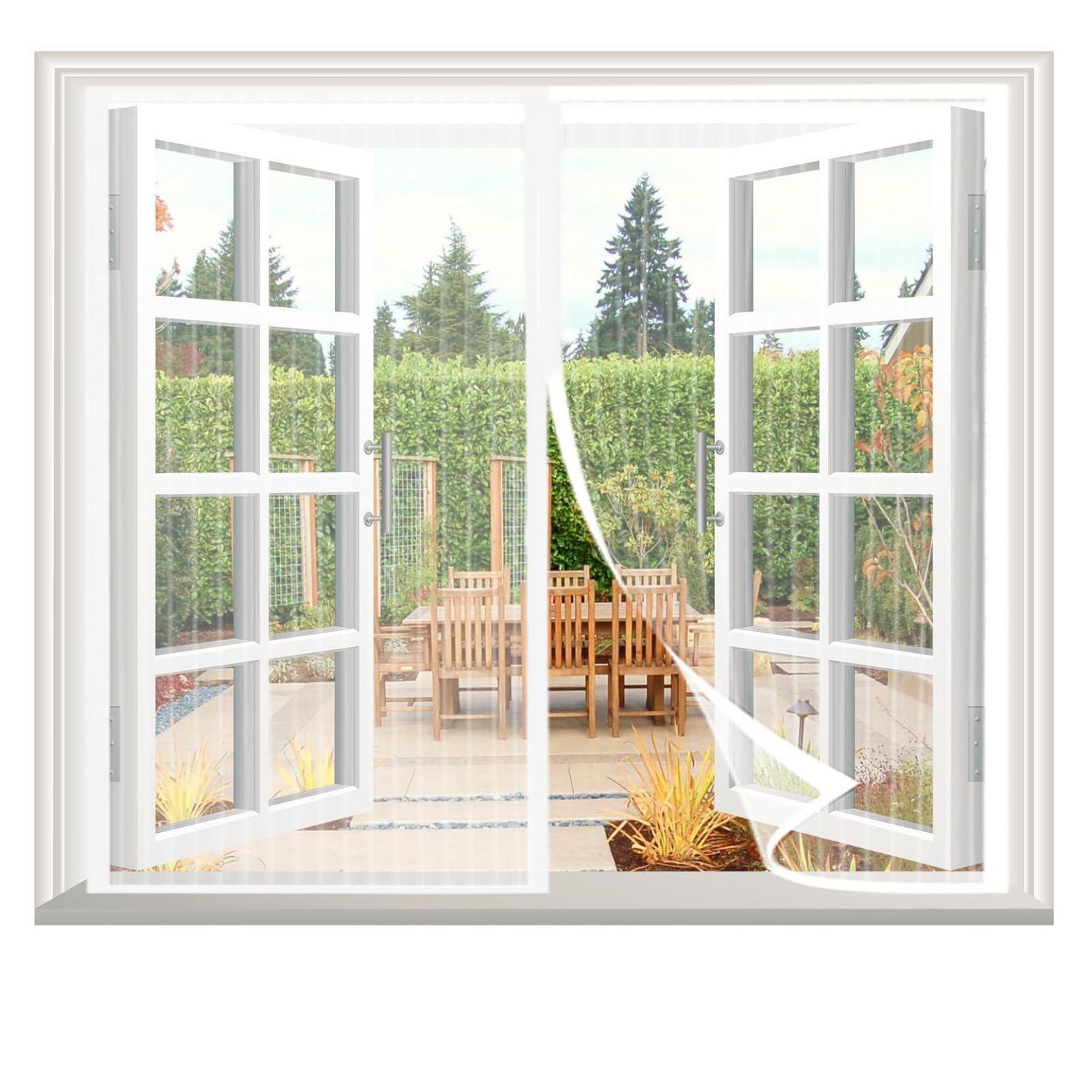 Magnetisches Fliegengitter Fenster 85x140cm, Ohne Bohren, Weiß