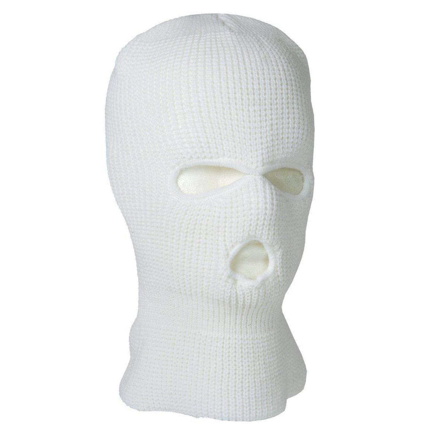 3-loch Sturmhaube Atmungsaktiv Gestrickt Für Damen & Herren, Weiß
