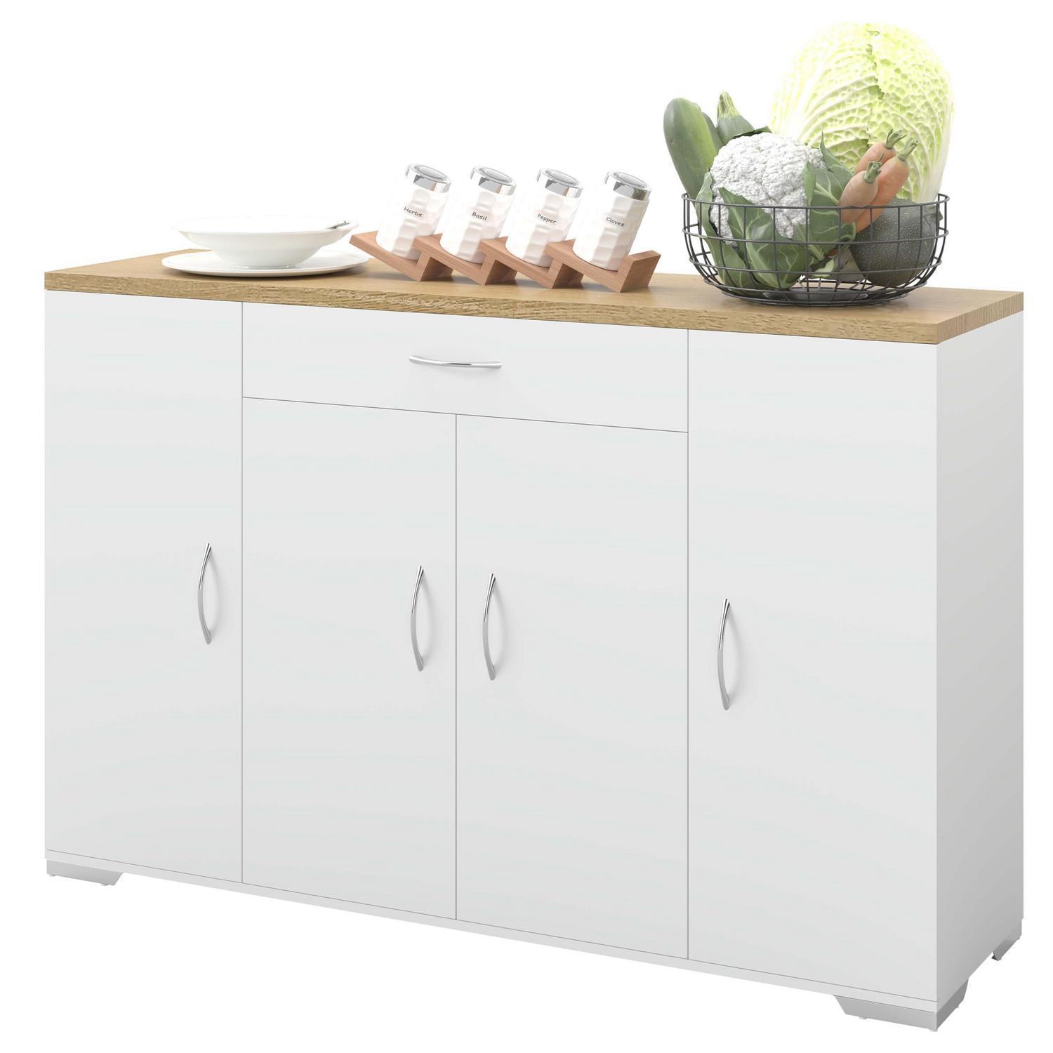 Kücheninsel Mit Arbeitsplatte, Weiß, 110cm Hoch, Mit Schubladen Und Fächern