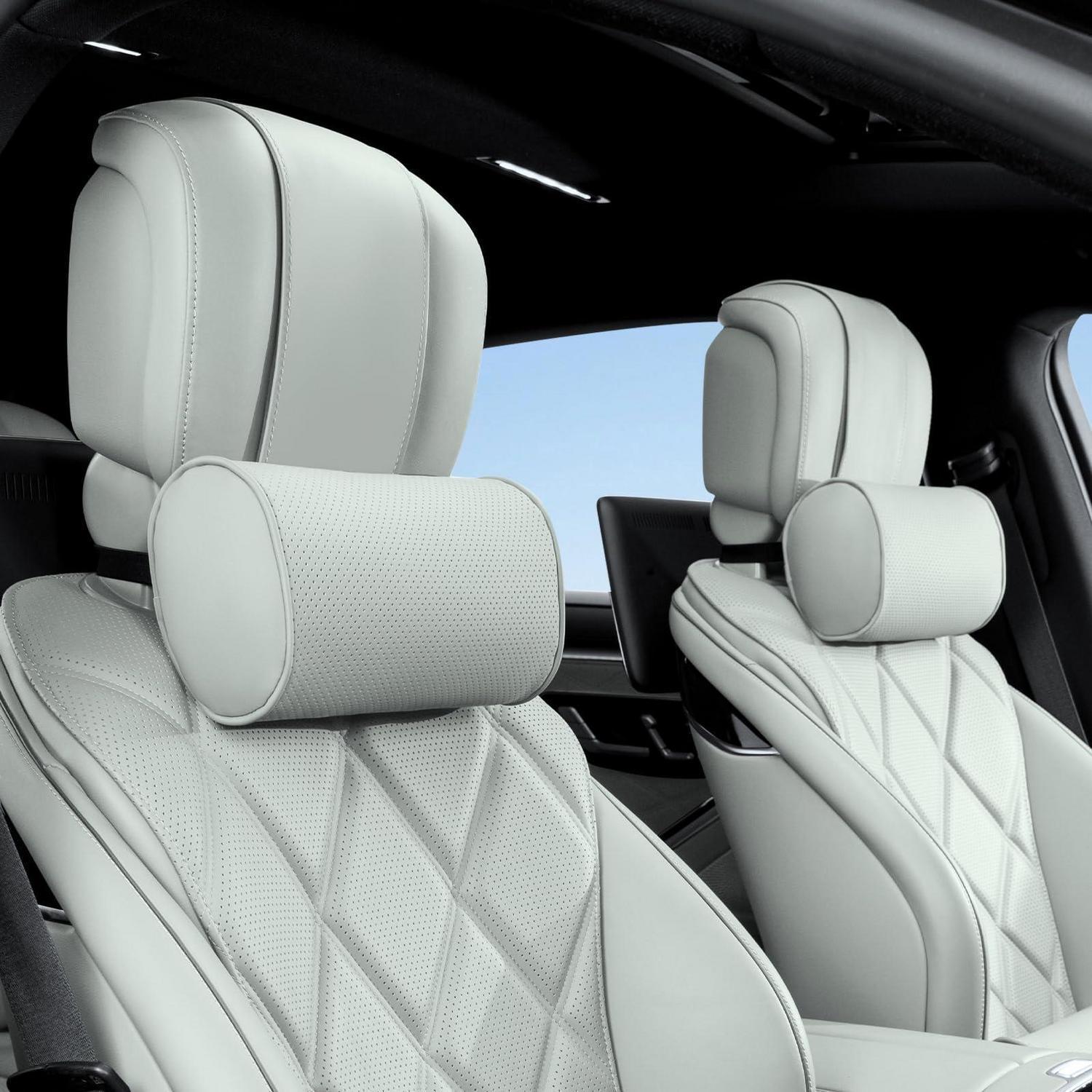 Nackenkissen Auto Leder Memory Foam Kopfstütze Für Fahren & Büro (2 Stück)