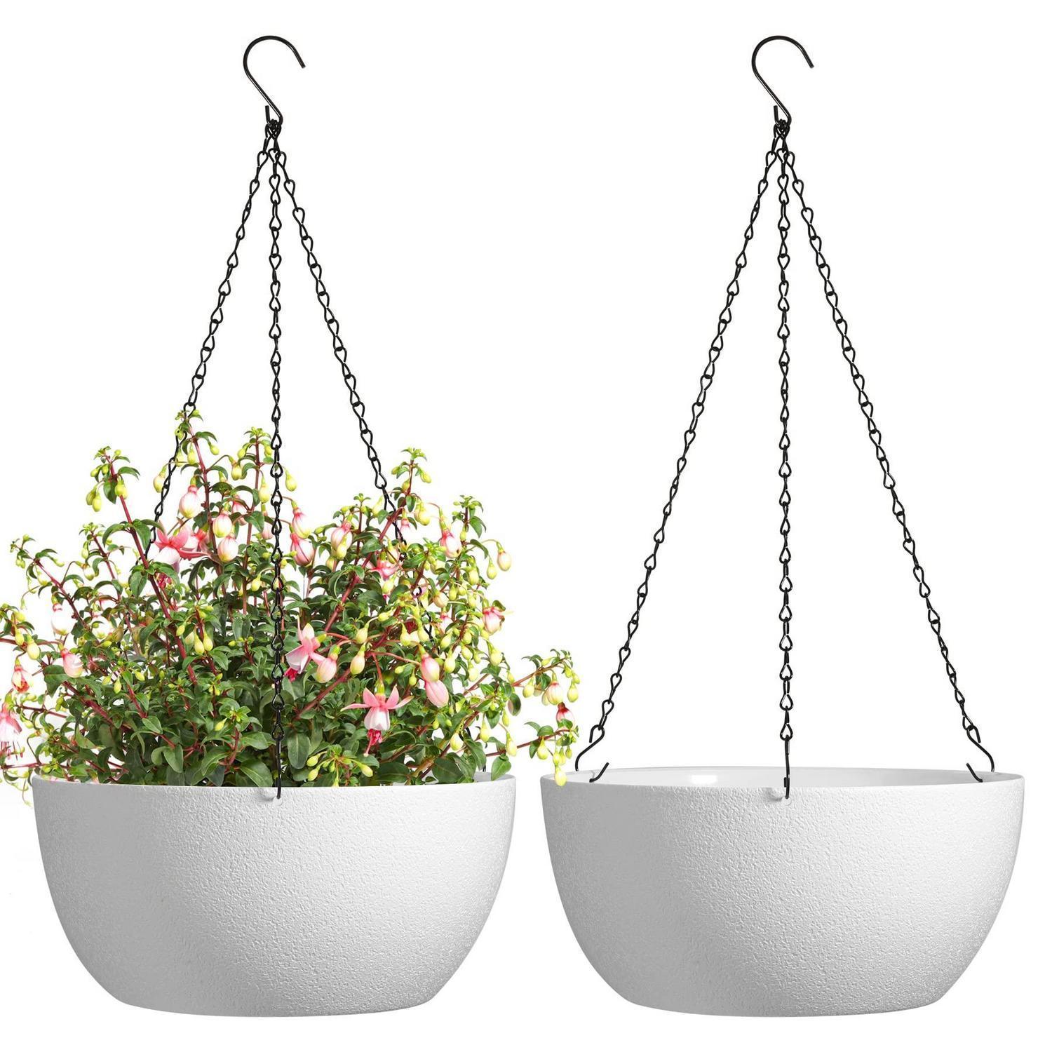 Hängender Blumentopf 2er Set, Ø30cm Hängetopf Weiß Für Innen & Außen, Blumenampel Rund Groß