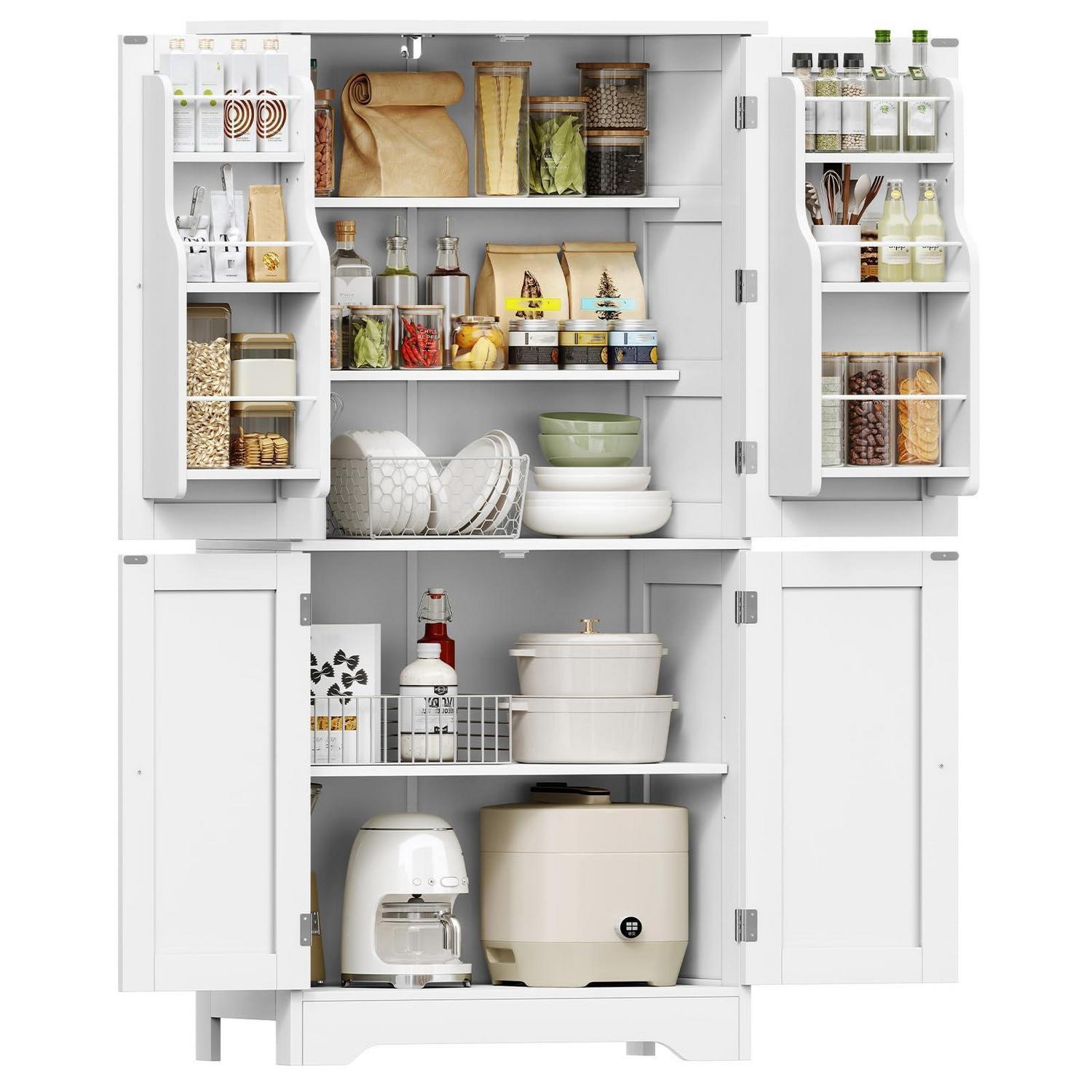 Küchenschrank Mit 4 Türen, 6 Einlegeböden, Weiß, 130x60x30cm
