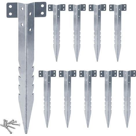 Packung Mit 10 Robusten 41,5 Cm Metallpfählen, Eisenbahnschwellenstützen Mit Gezahnten, Verzinkten Stahlspitzen, Geeignet Für Gartenbegrenzungen, Gehwege Und Hochbeete.