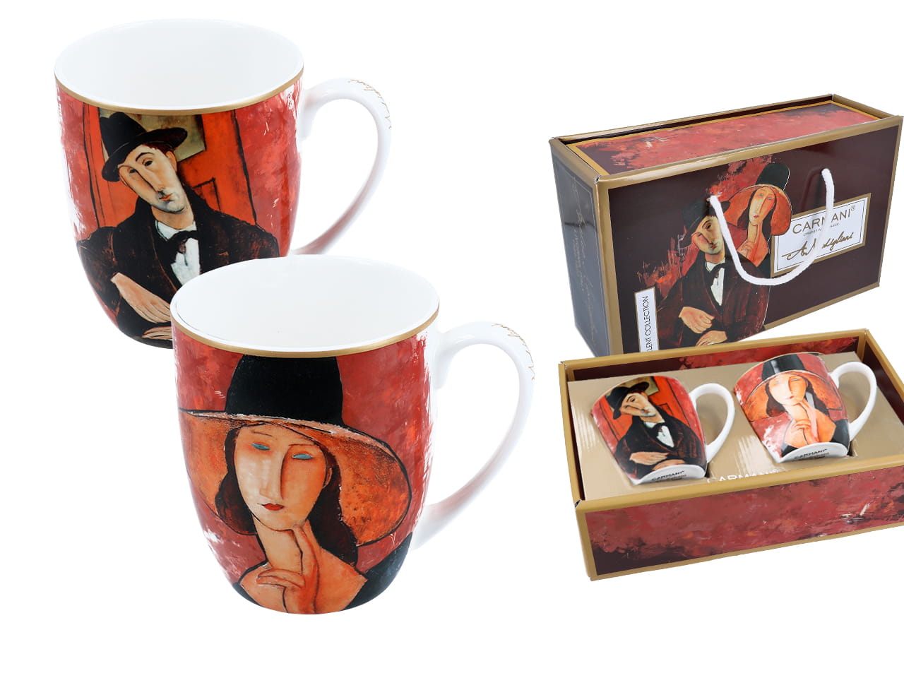 Carmani, 2er-set Tassen – Modigliani/frau Mit Hut Und Mario Varvogli