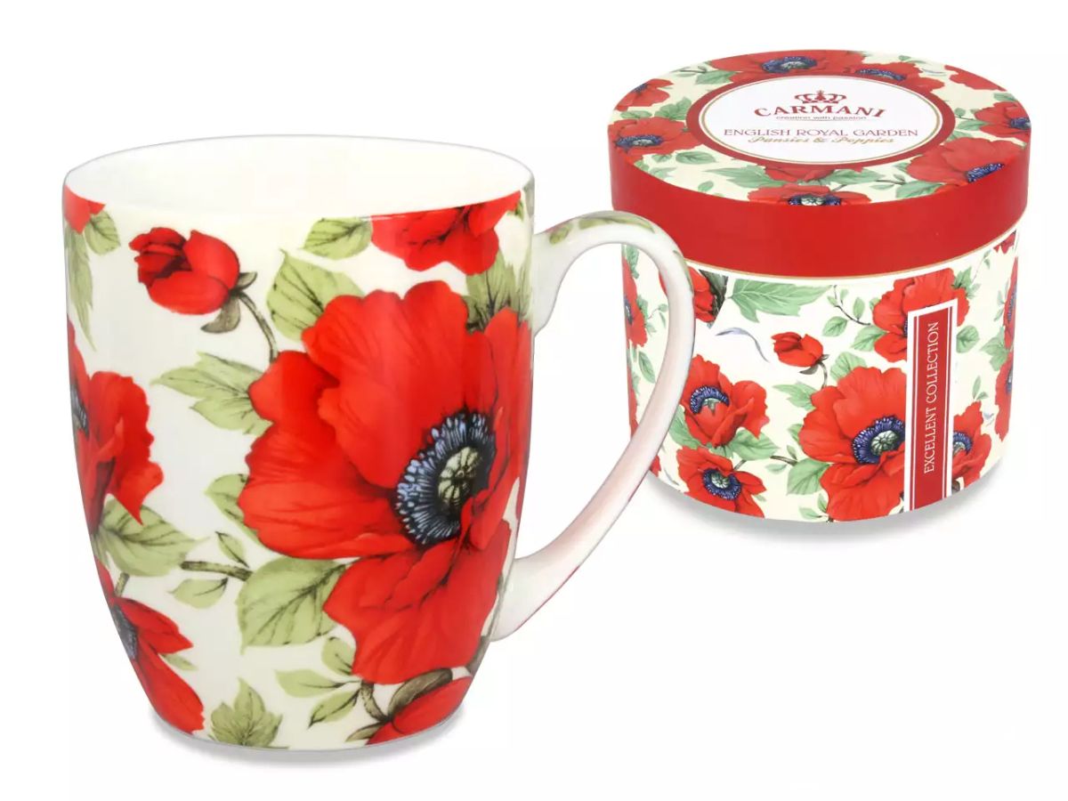 Carmani, T. ''Camio'' Becher 350ml - Rote Mohnblumen