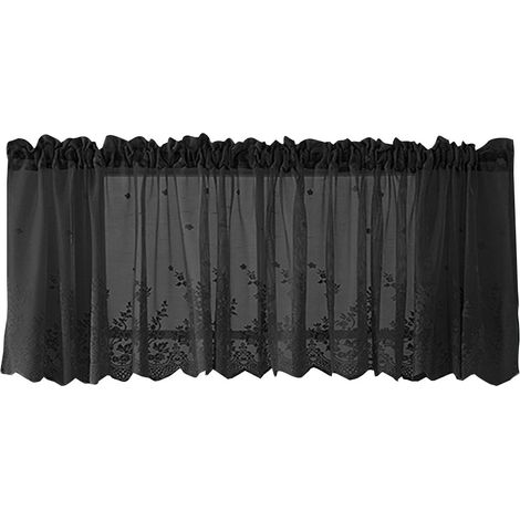 Fenstervorhang – Wellenförmiger Vorhang – Schwarzes Polyester – 137 X 61 Cm – Für Küche, Bad, Landhausstil – 1 Stück