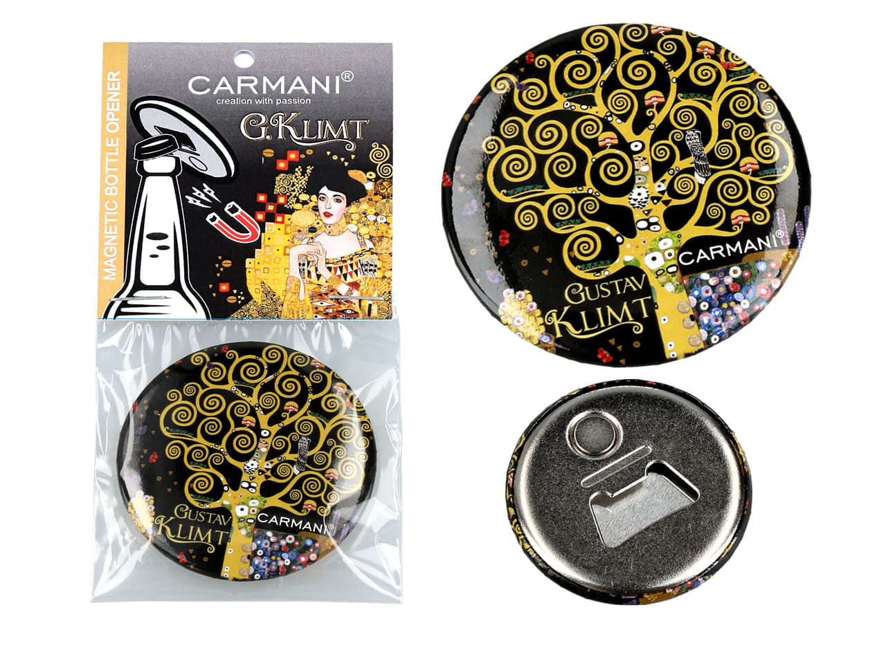 Flaschenöffner Mit Magnet – G. Klimt, Der Baum Des Lebens (carmani)