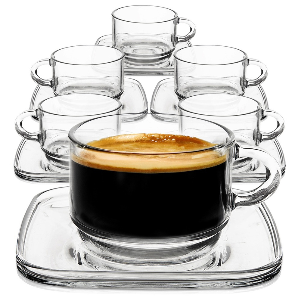 6-teiliges Glas-tassen-set Mit Untertassen Für Kaffee Oder Tee