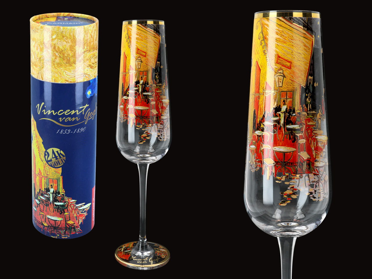 Champagnerglas – V. Van Gogh. Caféterrasse Am Abend (carmani)