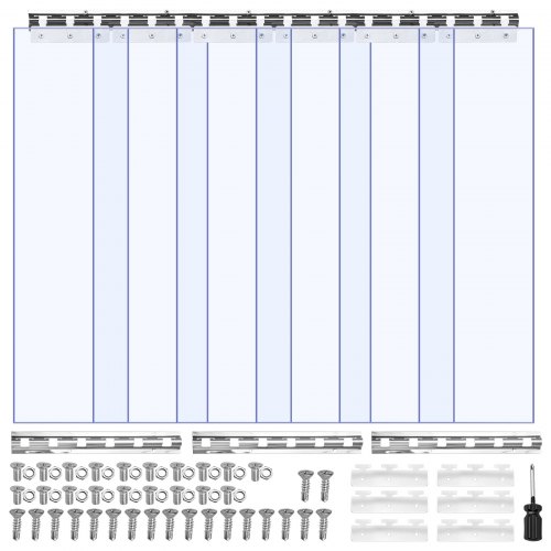 Pvc-streifenvorhang, 915x2134 Mm, 2 Mm Dicke, 6er-pack Lamellenvorhang, -55,6℃ Bis 30℃ Kunststoff-türstreifen Für Lager-, Gefrier- Und Garagentore, Glatt, Transparent
