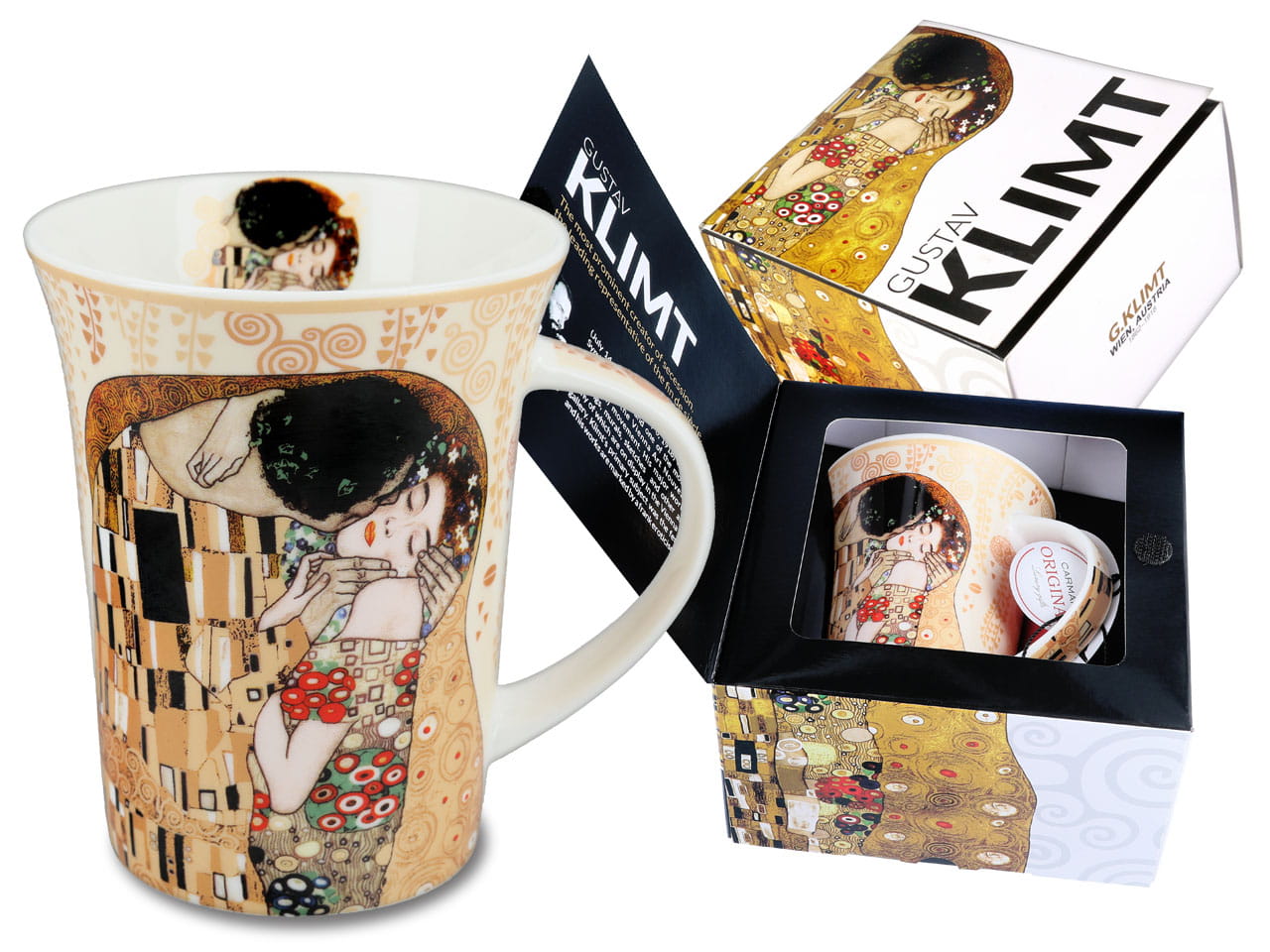 Carmani-tasse – Gustav Klimt. Der Kuss (cremefarbener Hintergrund)