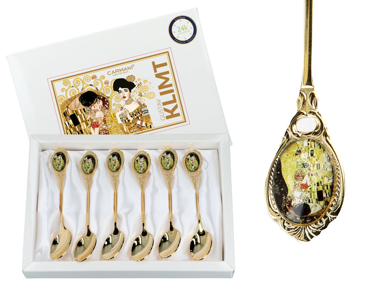 Carmani, Vergoldete Teelöffel - Klimt/kuss (6-teiliges Set)