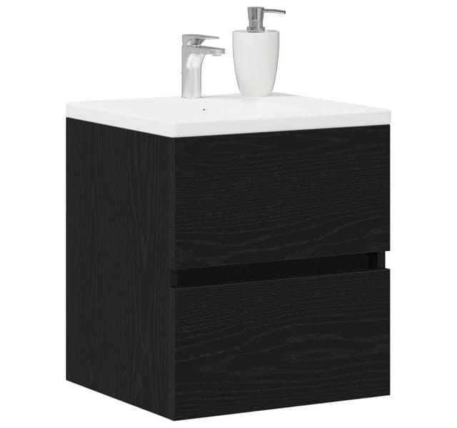vidaXL Waschbeckenunterschrank Eiche Schwarz 41x38,5x45 cm Holzwerkstoff 862541