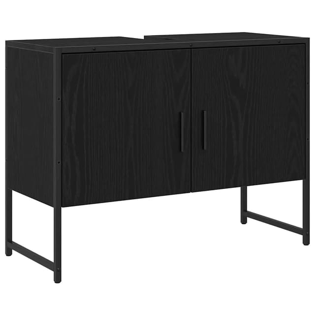 vidaXL Waschbeckenschrank mit Tür Schwarz Eichen-Optik 80 x 30 x 60 cm 863121