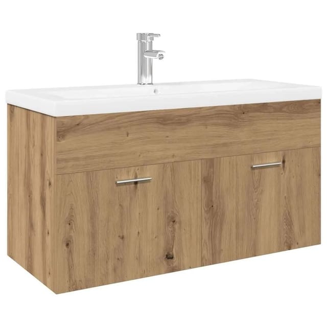 vidaXL Waschbeckenunterschrank mit Einbaubecken Artisan-Eiche 3328910