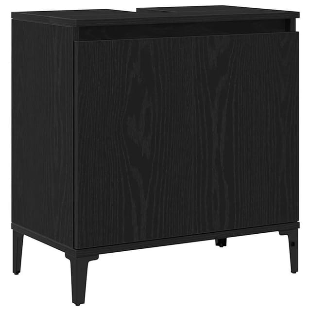 vidaXL Waschbeckenschrank mit Tür Schwarz Eichen-Optik 58 x 33 x 60 cm 862810