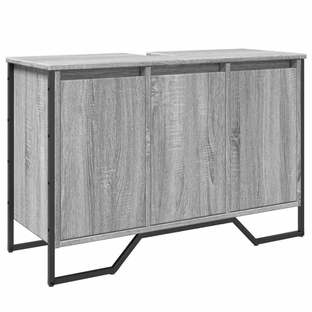 vidaXL Waschbeckenunterschrank Grau Sonoma 91x35x60 cm Holzwerkstoff 848662
