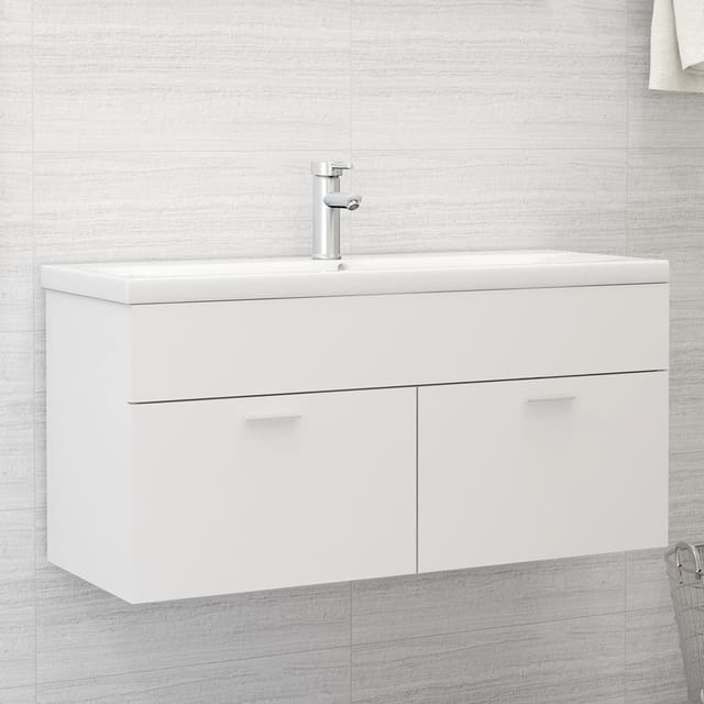 vidaXL Waschbeckenunterschrank Weiß 100x38,5x46 cm Holzwerkstoff 804674