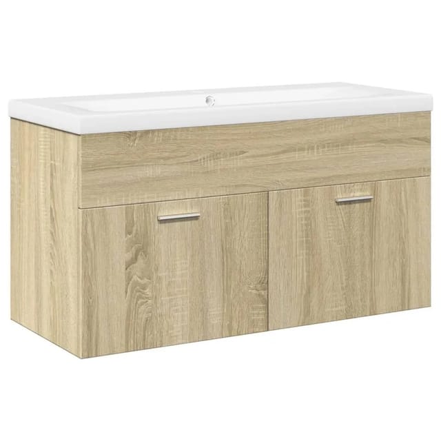 vidaXL Waschbeckenunterschrank mit Einbaubecken Sonoma-Eiche 3324985