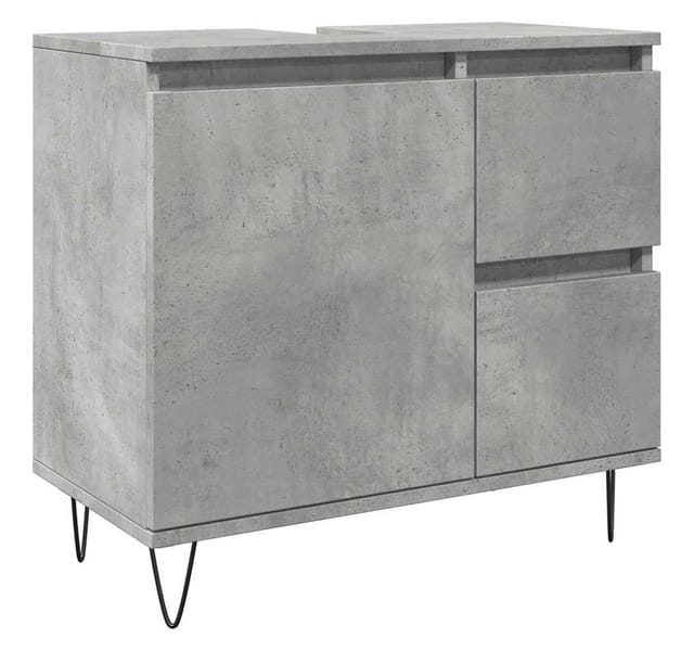 vidaXL Waschbeckenunterschrank Betongrau 65x33x60 cm Holzwerkstoff 857225