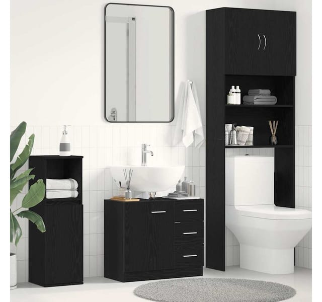 vidaXL Waschbeckenunterschrank Schwarz Eichen-Optik 63x30x54 cm 862022