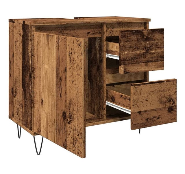 vidaXL Waschbeckenunterschrank Altholz-Optik 65x33x60 cm Holzwerkstoff 857226