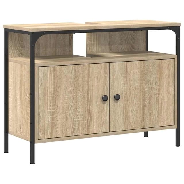 vidaXL Waschbeckenschrank mit Tür Braun 80 x 30 x 60 cm Holzwerkstoff 864341