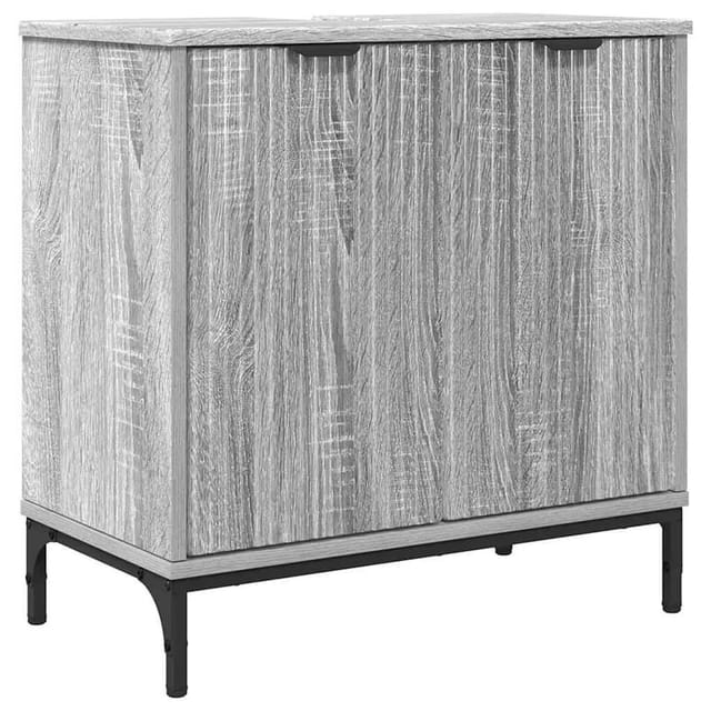 vidaXL Waschbeckenschrank mit Tür Graues Sonoma 60,5 x 33,5 x 61 cm 883420