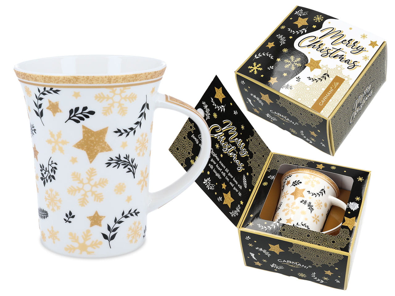 Carmani, Weihnachtstasse 320 Ml – Sterne Und Schneeflocken