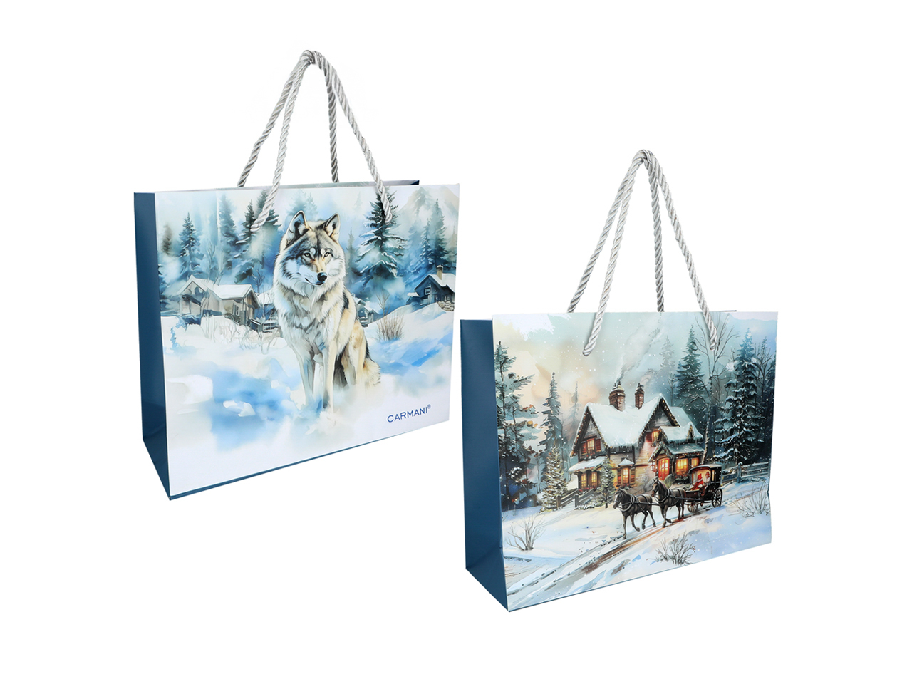 Carmani, Geschenktüte Aus Papier, Bis Ca. 35 X 10 X 28 Cm – Winter Überall