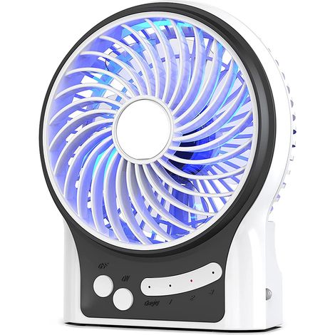 Tragbarer Tischventilator – Wiederaufladbarer 2200-mah-akku – 3 Geschwindigkeitsstufen – Starker Luftstrom – Für Büro, Camping Und Outdoor-aktivitäten – 1 Stück