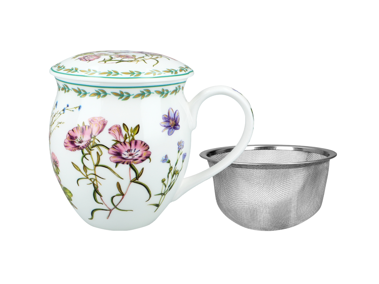 Carmani, 430 Ml Töpfchenbecher Mit Sieb Und Deckel - Wildblumen