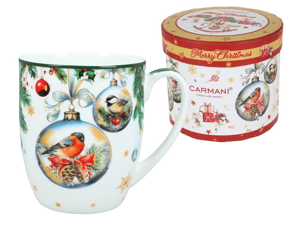Carmani, Weihnachtstasse 380ml - Frohe Weihnachten/weihnachtskugeln