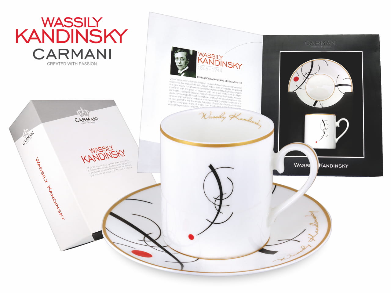 Carmani, Tasse Und Untertasse, 240 Ml – Wassily Kandinsky/freie Kurve Bis Zum Punkt...