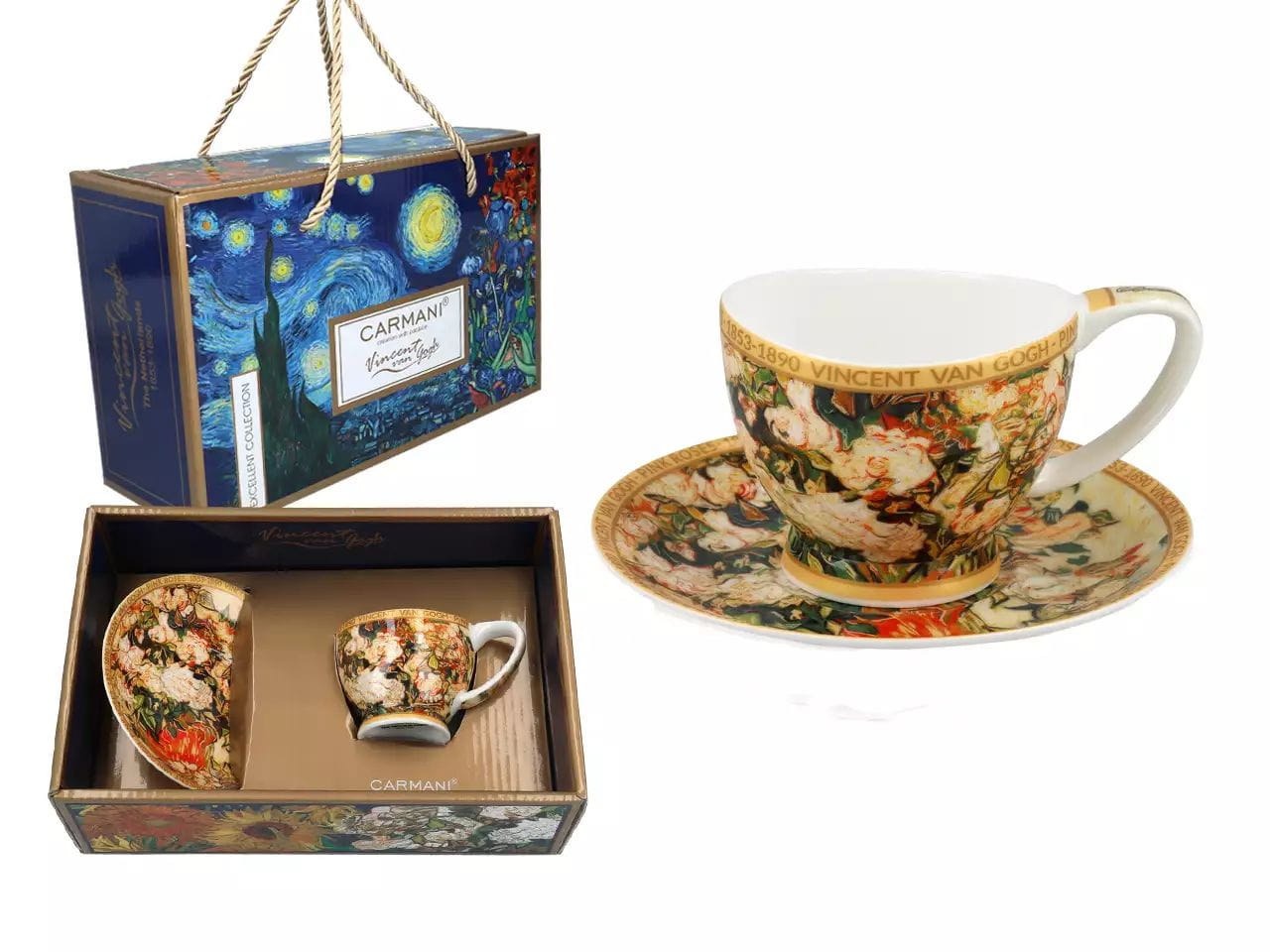Carmani, Espressotasse T. Mini Vanessa 90ml - Van Gogh/vase Mit Rosen